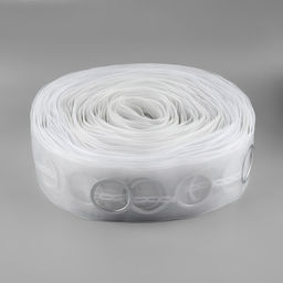 Шторная лента с люверсами, для драпировки, органза, d=4.2 см, 8.5 см, 50±1 м, прозрачная, белая