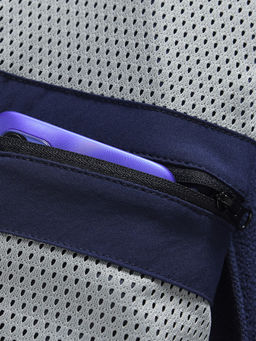 Парка женская софтшелл виндстоппер удлинённая с капюшоном темно-синего цвета 9618_1TS