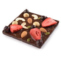 Шоколад темный с украшением Клубника, миндаль, фундук 75 гр - Chokodelika фото 3