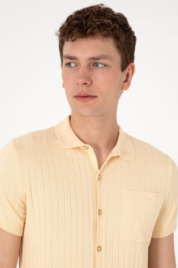 Erkek Slim Fit Bej D__meli Triko Ti__rt Sepette S_rpriz _ndirim - U.s. polo assn фото 2