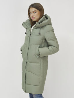 Куртка зимняя с капюшоном удлиненная стеганная зеленого цвета 9650Z - Mtforce фото 14