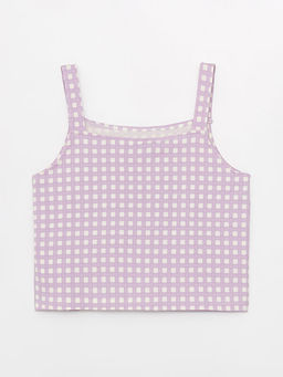 Kare Yaka Desenli K?z ?ocuk Crop Atlet - Waikiki фото 2