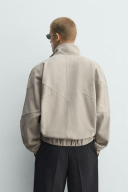 CAZADORA RELAXED FIT PIEL ANTE / Gris topo - Zara фото 3