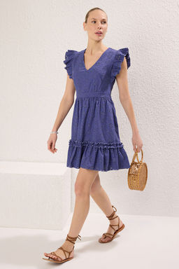 Indigo Brode Skater/Belden Ac?lan Mini Astarl? Dokuma Elbise TWOSS22EL00697 - Trendyolmilla фото 2