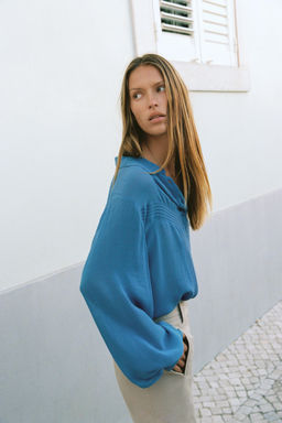 CAMISA FLUIDA JARETAS / Azul - Zara фото 4