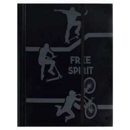 Папка для чертежей и рисунков пластиковая арт. 60456/ 12 ФРИ СПИРИТ (полипропилен, формат А4, 23.5х31 см, 1 отделение (-я), резинка, 20 ПВХ файлов формата А3, печать шелкографией)