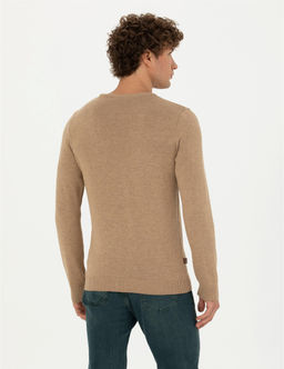 Camel Melanj Slim Fit Bisiklet Yaka Basic Triko Kazak - Pierre cardin фото 5
