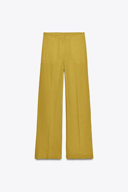 STRAIGHT-LEG LINEN BLEND TROUSERS - Zara фото 4