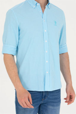 Мужская бирюзовая рубашка с длинным рукавом Неожиданная скидка в корзине - U.s. polo assn фото 6