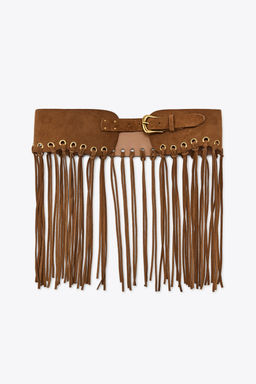 LEATHER FRINGED CUMMERBUND BELT - Zara фото 3