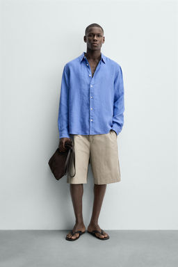 CAMISA REGULAR FIT 100% LINO / Azul lavado