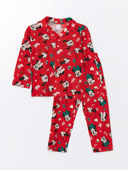 Polo Yaka K?sa Kollu Minnie Mouse Bask?l? K?z Bebek Pijama Tak?m