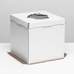 Коробка под торт с окном, Пироженка, белая, 30 х 30 х 30 см