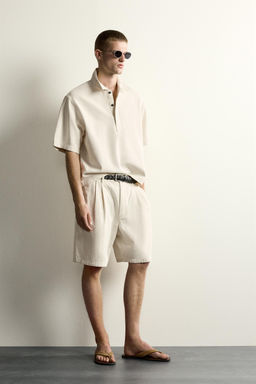 BERMUDA WIDE FIT RAYAS PLIEGUES / Crudo - Zara фото 4