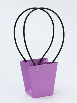 Цена за 10 шт. Сумка для цветов тиснение сиреневая влагостойкая, 12x12-8x8-12.5 см - UPAK LAND фото 5