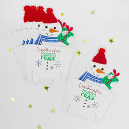 Цена за 10 шт. Снек-бокс для попкорна и снеков С Новым Годом!, снеговичок - Страна карнавалия фото 3