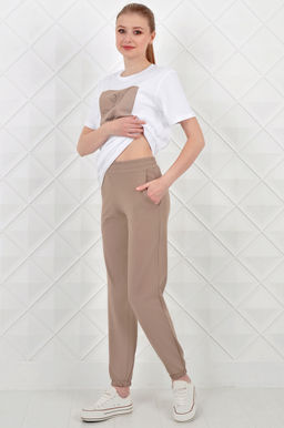 Арт. 21350 Костюм с брюками женский 44-52 (5 шт) Цвет:верх- белый, низ- бежевый - Калинка фото 7