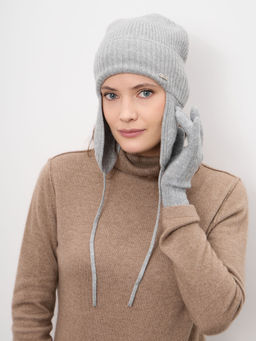 Шапка из кашемира 04341 серо-голубая