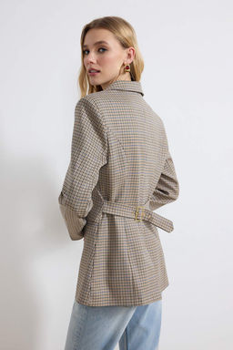 Cok Renkli Ekoseli Fitted/Vucuda Oturan Astarl? Vatkal? Dokuma Blazer Ceket TWOSS26BC00018 - Trendyolmilla фото 4