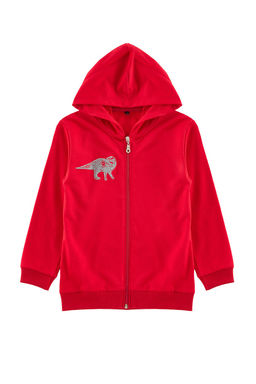 K?rm?z? Erkek Cocuk Bask?l? Kapusonlu Fermuarl? Orme H?rka TKDAW25HI00003 - Trendyolmilla фото 3