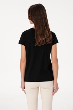 Kad_n Siyah Bisiklet Yaka Ti__rt Sepette S_rpriz _ndirim - U.s. polo assn фото 5