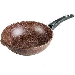 Сотейник с антипригарным покрытием д24см "Шоколад", h8,2см, s0,4см, съемная ручка из термостойкого пластика, стеклянная крышка с пароотводом, подарочная упаковка (Россия)