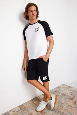 Siyah Beyaz Nak__l_ Reglan Kol _rme _ortlu Pijama Tak_m_ TMNSS24PT00007 - Trendyolmilla фото 2
