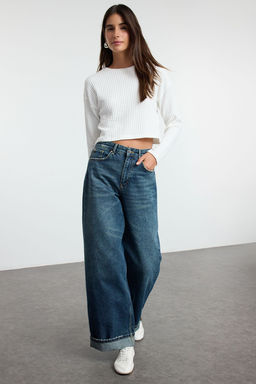 Koyu Mavi Katl? Paca Normal Bel Loose Baggy Jeans TWOSS25JE00001 - Trendyolmilla фото 2