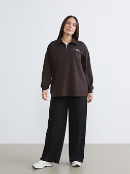 Dik Yaka Nak??l? Oversize Kad?n Sweatshirt Tunik