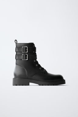 BOTA DOBLE HEBILLA PIEL / Negro