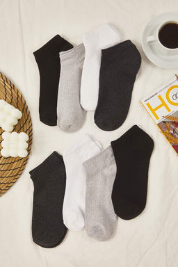 Beyaz Unisex 8li Pamuklu Patik Corap TEDAW25CO00005