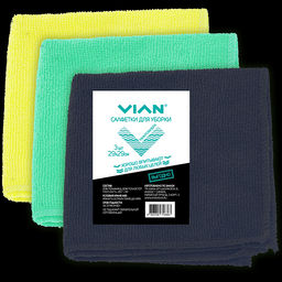 Салфетки для уборки VIAN, микрофибра, 29х29 см, 3 шт.