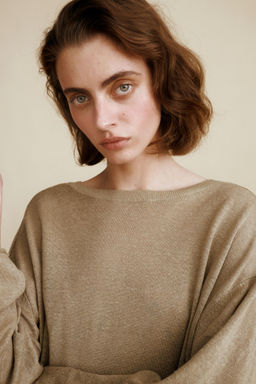 JERSEY PUNTO 100% LINO CREATED BY CARAMEL LONDON X ZARA / Khaki  фото 3