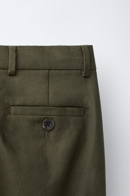 PANTAL?N TRAJE CON ALGOD?N Y LINO / Verde gris - Zara фото 4