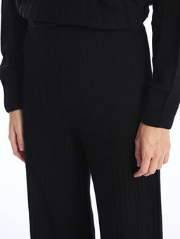 Beli Lastikli D?z Geni? Pa?a Kad?n Triko Pantolon