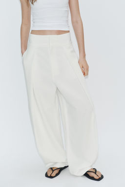 PANTAL?N BALLOON PLIEGUES RAYAS / Crudo - Zara фото 4