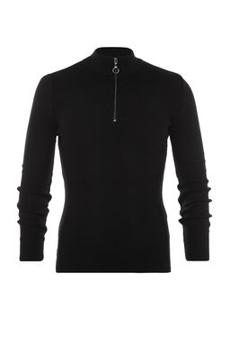 TRENDYOL MAN Siyah Fitted Dar Kal?p Pamuklu Couple/Cift Yar?m Bal?kc? Yaka Fermuarl? Fitilli Kazak TMNAW20KZ1034 - Trendyolmilla фото 16