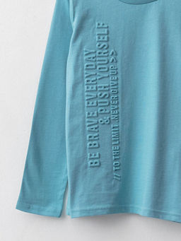 Bisiklet Yaka Yaz? Bask?l? Uzun Kollu Erkek ?ocuk Ti??rt - Waikiki фото 3