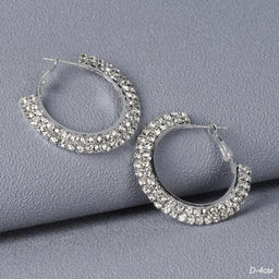 Серьги-кольца со стразами d=4 / 2GC310 /уп 12/серебро - Галеонтрейд фото 2