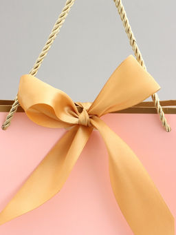 Пакет подарочный, розовый , с бантом, 32 х 25 х 11 см