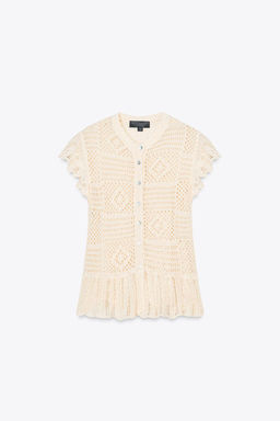 POINTELLE KNIT CARDIGAN WITH RUFFLES - Zara фото 4