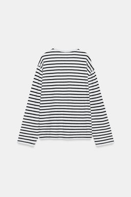CAMISETA ALGOD?N Y LINO RAYAS / Negro / Blanco - Zara фото 5