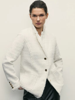 Однобортный жакет с бахромой из твида / Zarina