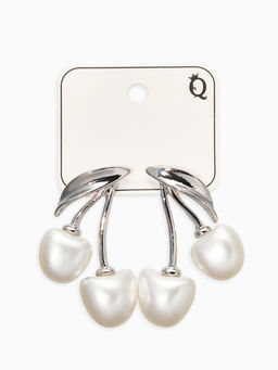 Серьги жемчуг "Вишня", цвет белый в серебре