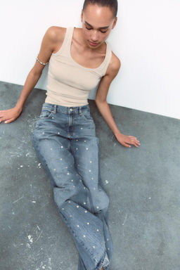 TRF RELAXED FIT MID-RISE JEANS WITH RIVETS - Zara фото 6