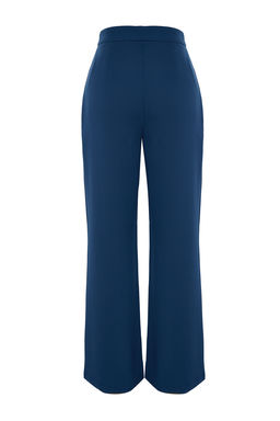 Lacivert Wide Leg Genis Paca Yuksek Bel Dokuma Kumas Pantolon TWOAW22PL0066