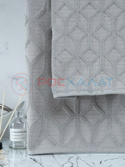 Махровое полотенце жаккардовое Полоса Ария льняной ПМА-6595 (299) 70х140