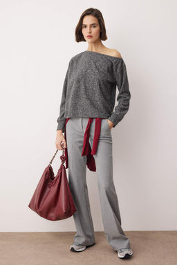 Antrasit Yumos Regular/Normal Kal?p Dusuk Omuzlu Orme Bluz TWOAW26BZ00343 - Trendyolmilla фото 2