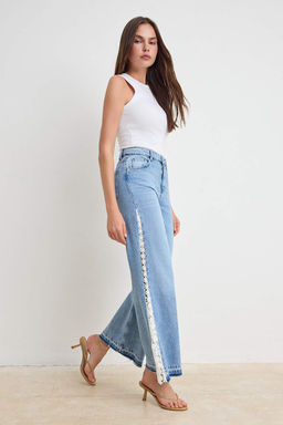 Mavi DOKUMLU Yuksek Bel %100 Pamuk Wide Leg Jeans TWOSS26JE00229 - Trendyolmilla фото 5