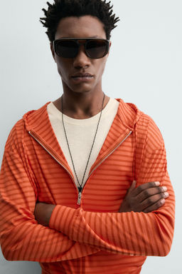 SUDADERA CAPUCHA RAYAS / Naranja - Zara фото 6